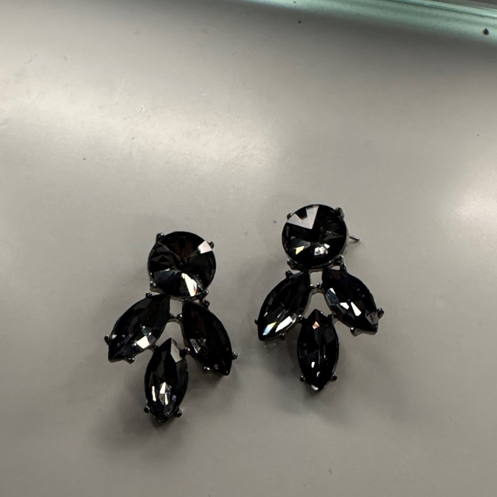 Black Crystal Drop Statement Earrings